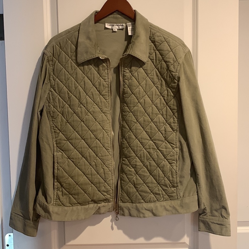 Cathy Daniels Green Corduroy Fill Zipper Jacket Size Large - Picture 5 of 14